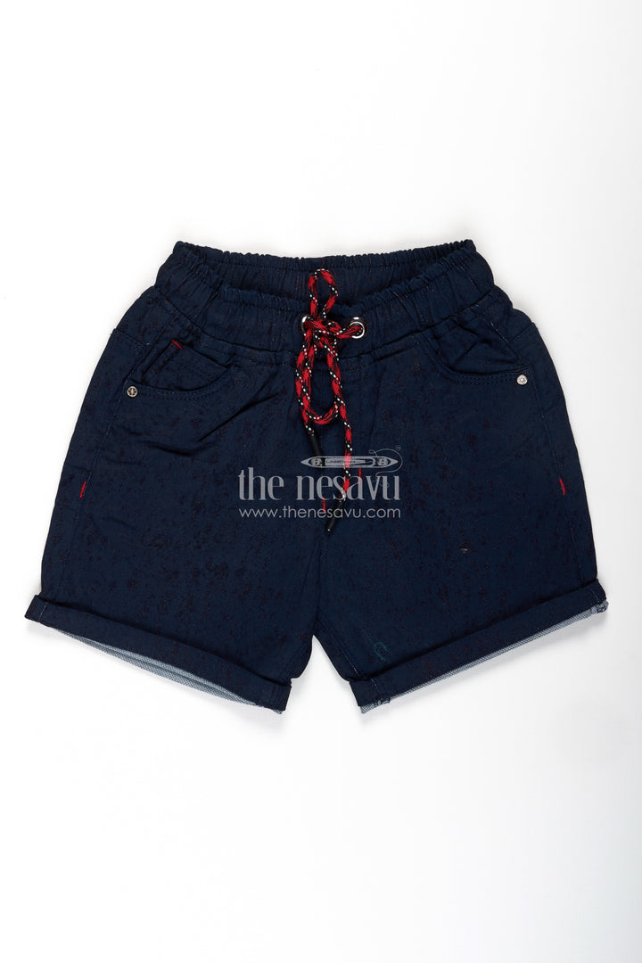 Junior Boxer Shorts for Boys in Navy Cotton with Drawstring and Rolled Hems for a Sporty Look