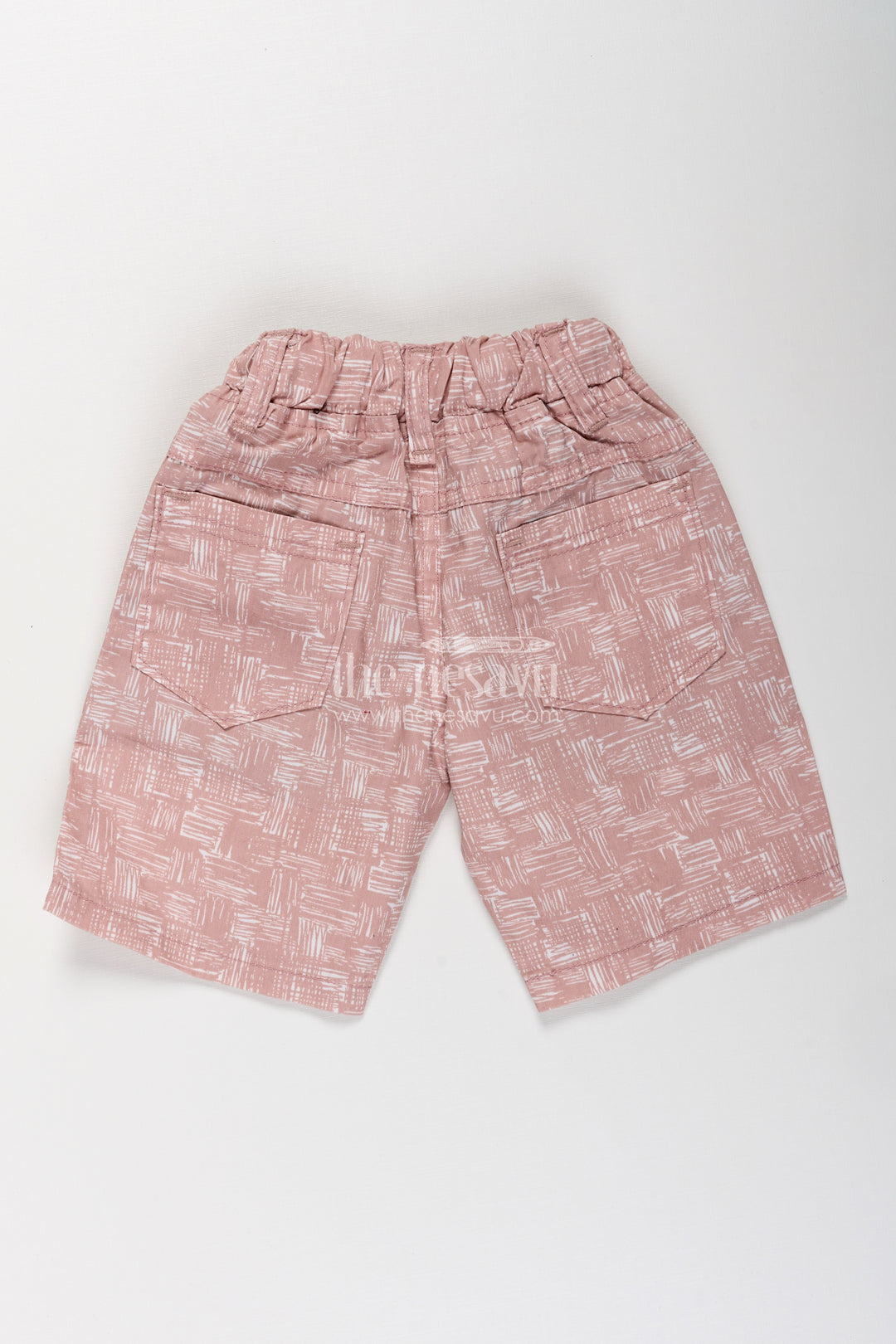 Boys Printed Shorts in Soft Cotton with Artistic Digital Pattern and Adjustable Waist