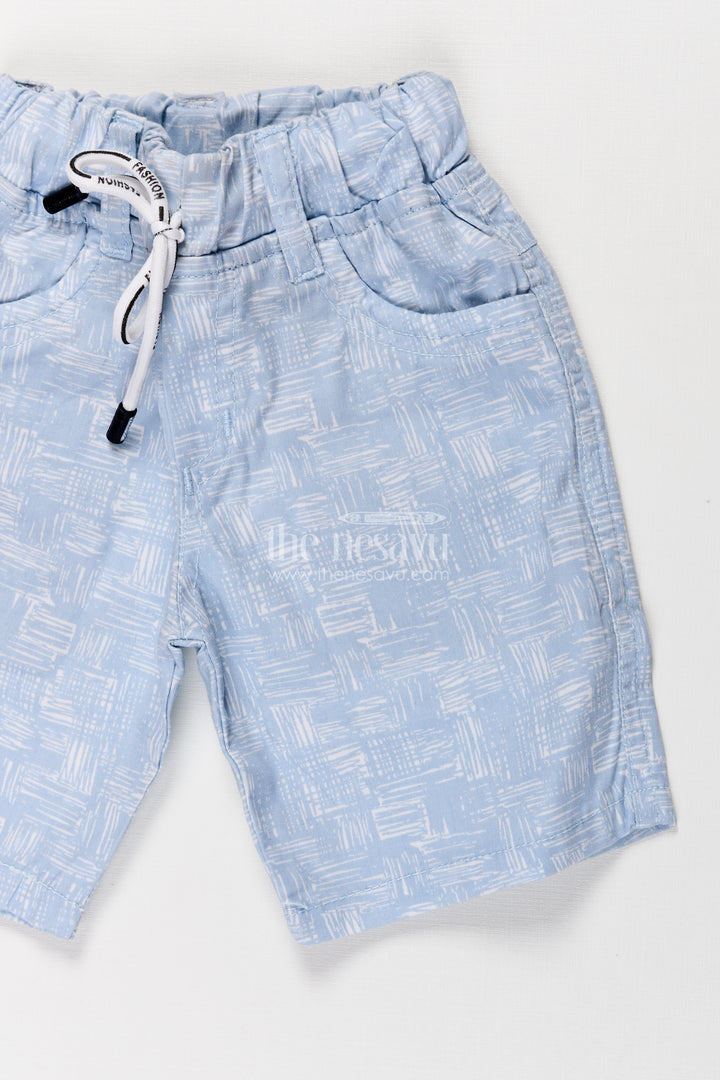 Boys Cotton blue shorts with Digital Print and Adjustable Drawstring for Playful Comfort