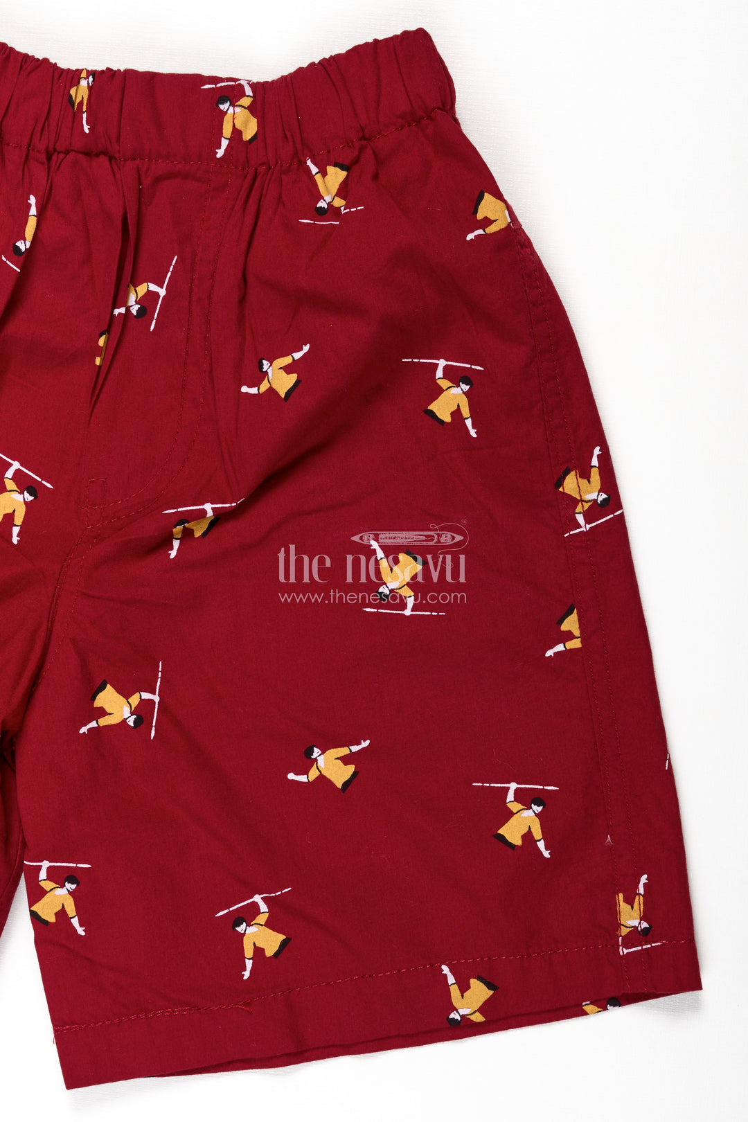 Boys Red Cotton sleeping short shorts with Acrobat Digital Print and Comfy All Day Elastic Fit