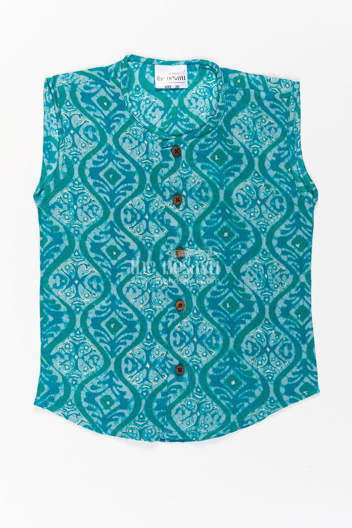Baby Boys Sleeveless Rayon Jabla with Wooden Buttons in baby boy clothes Style