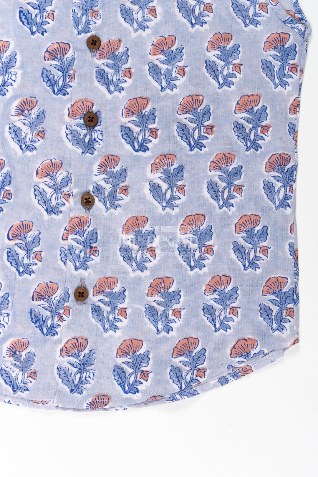 Baby Boys Grey Cotton Jabla with Floral Digital Print and Wooden Buttons in new born jabla Style