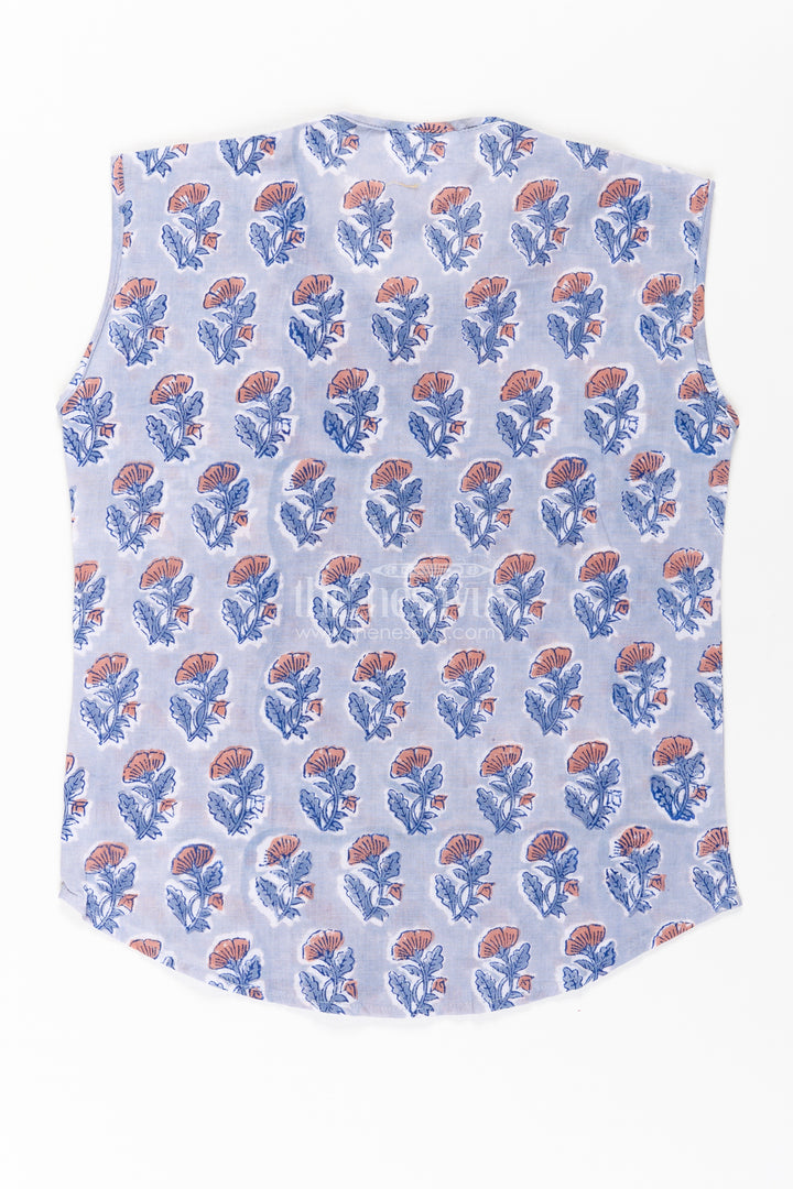 Baby Boys Grey Cotton Jabla with Floral Digital Print and Wooden Buttons in new born jabla Style