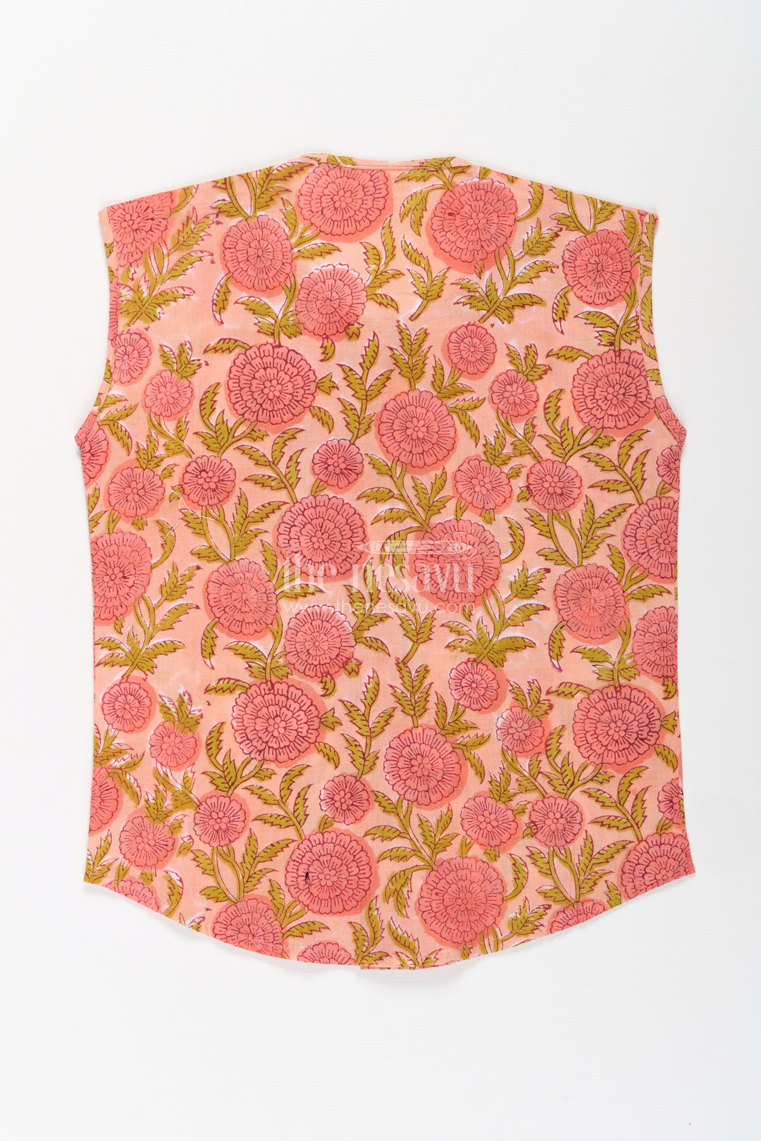 Baby Boys Cotton Jabla with Pink Floral Print on Peach for Daily Comfort in newborns jhabla online Style