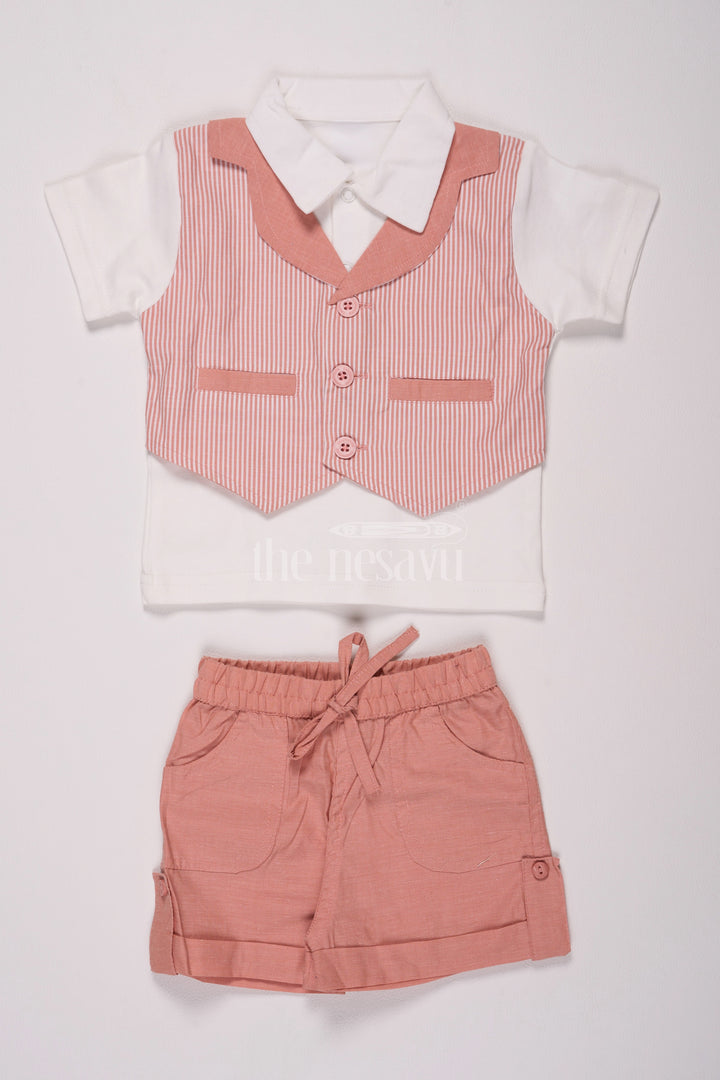 Magenta Boys Waistcoat and Shorts Set