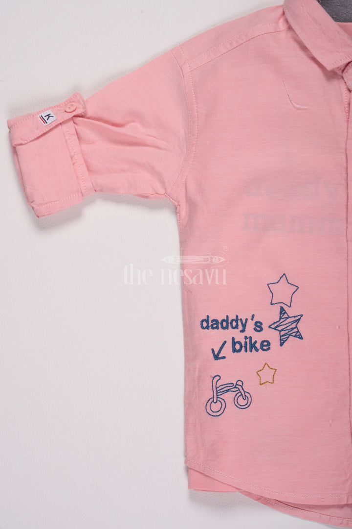 Pink Full Sleeve Shirt and Navy Blue Pant Set for Boys