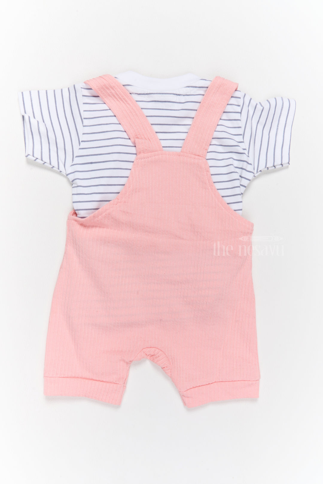 Thermal Wear for Infants Cotton Pink Dog Romper with Striped T-Shirt