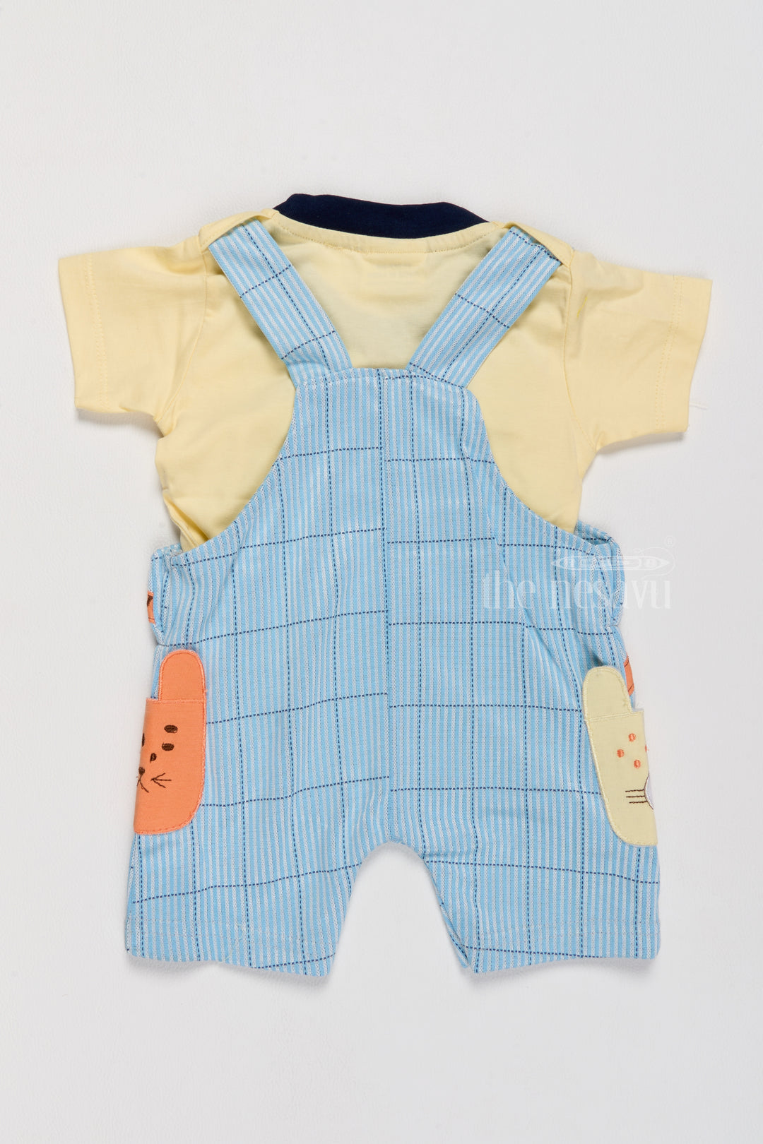 Winter Clothes Newborn Blue Jungle Theme Dungaree with Yellow T-Shirt