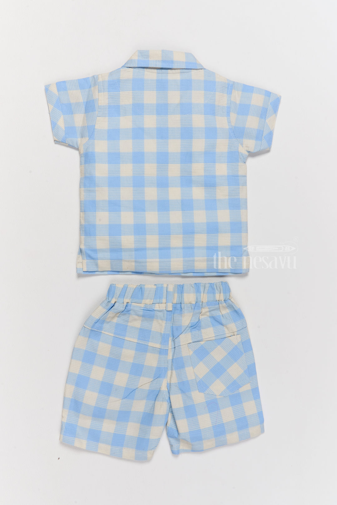 Boys Latest Western Dresses in Fashion with Blue Checked Shirt and Shorts Set