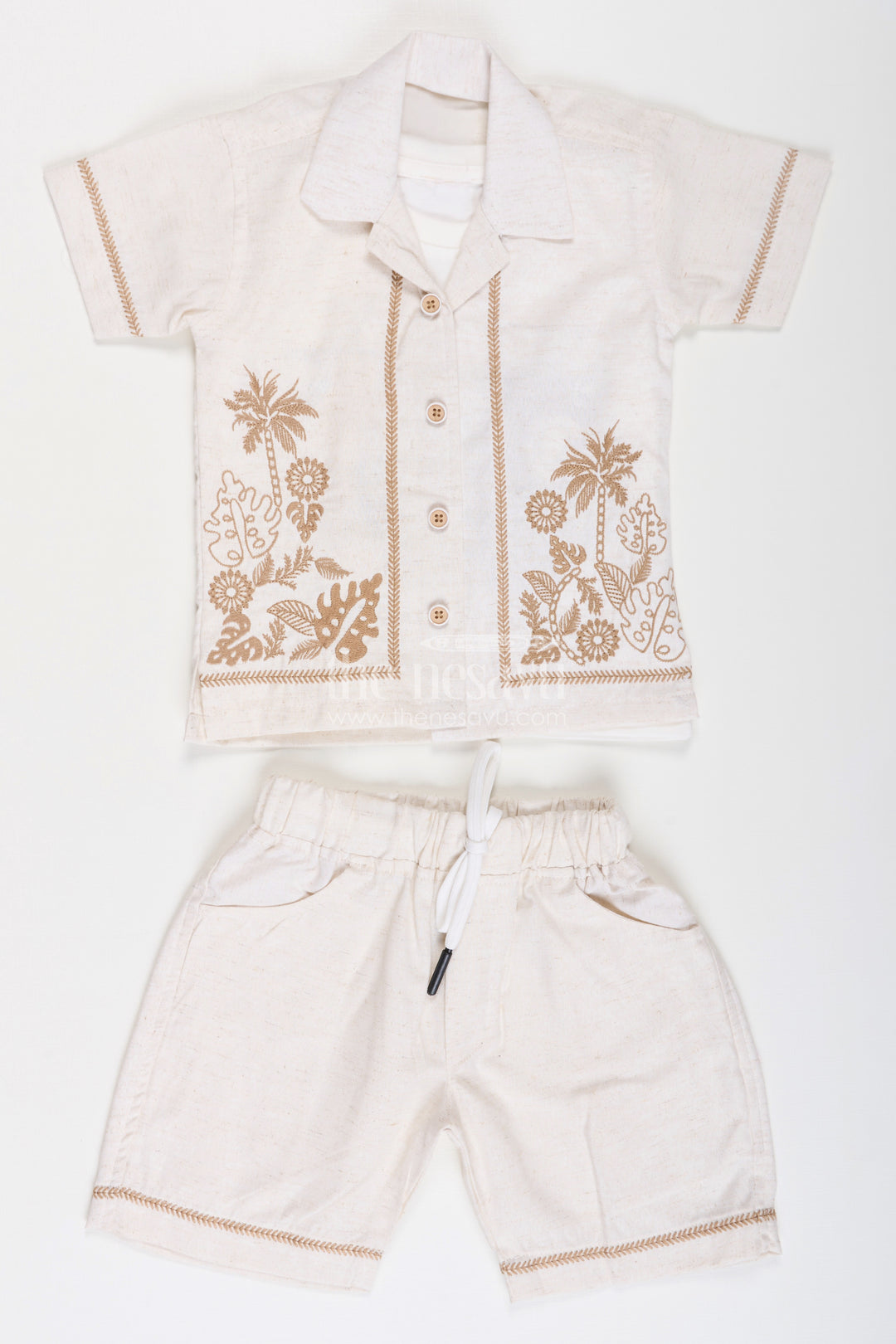 Boys Cotton Clothes for Kids with Thread Embroidery Shirt and Casual Tee Set