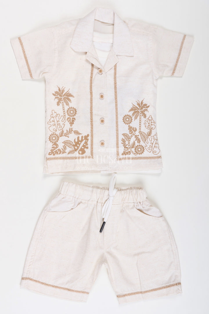 Boys Cotton Clothes for Kids with Thread Embroidery Shirt and Casual Tee Set