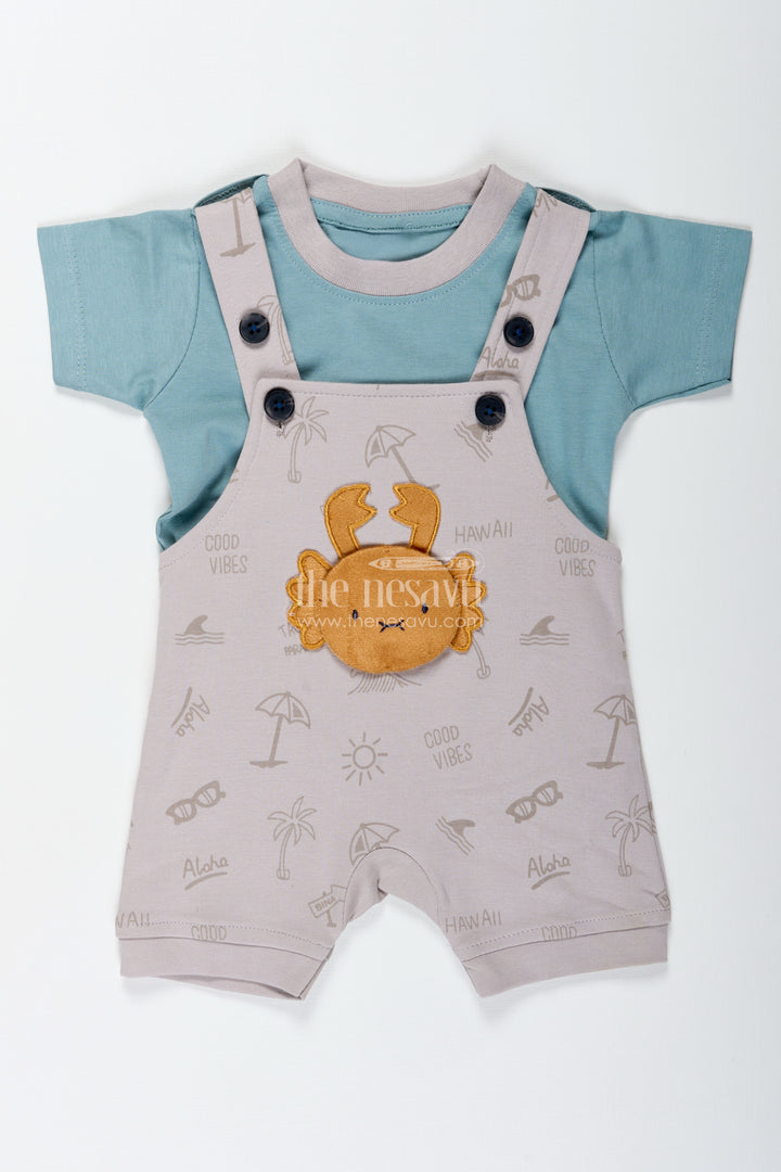 Casual Colorful Outfits for Boys in Soft Cotton with Yellow Animal Embroidery and Short Sleeve Tee