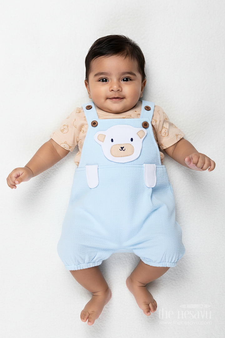 Boys Cotton Blue Casuals Dress with Animal Digital Print and Soft Straps for All Day Comfort