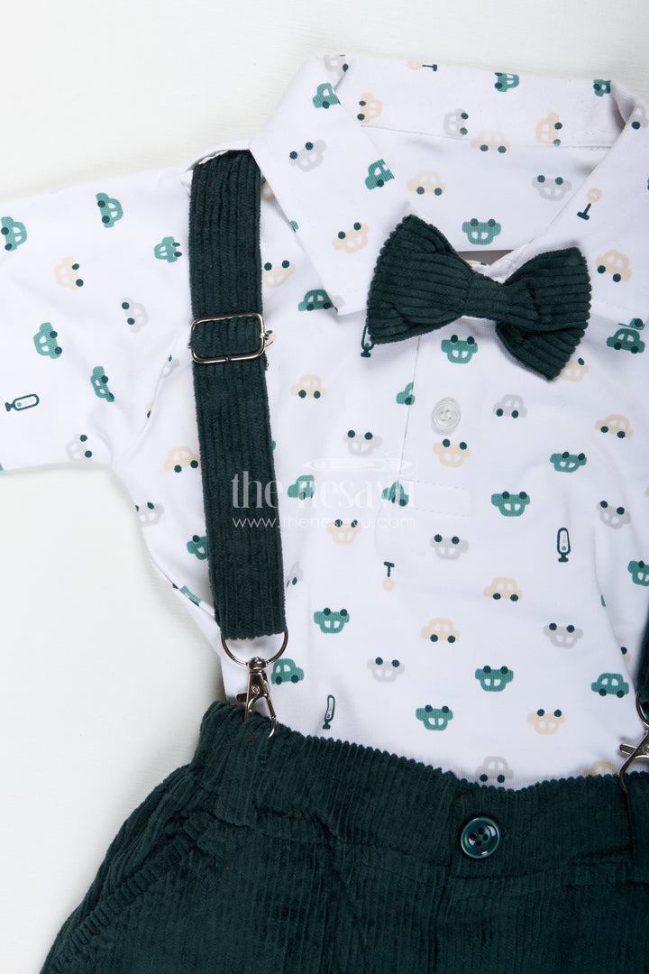 Two Piece Casual Pant Sets for Boys in Knitted Cotton Jersey with Corduroy Trousers and Bow Tie Detail