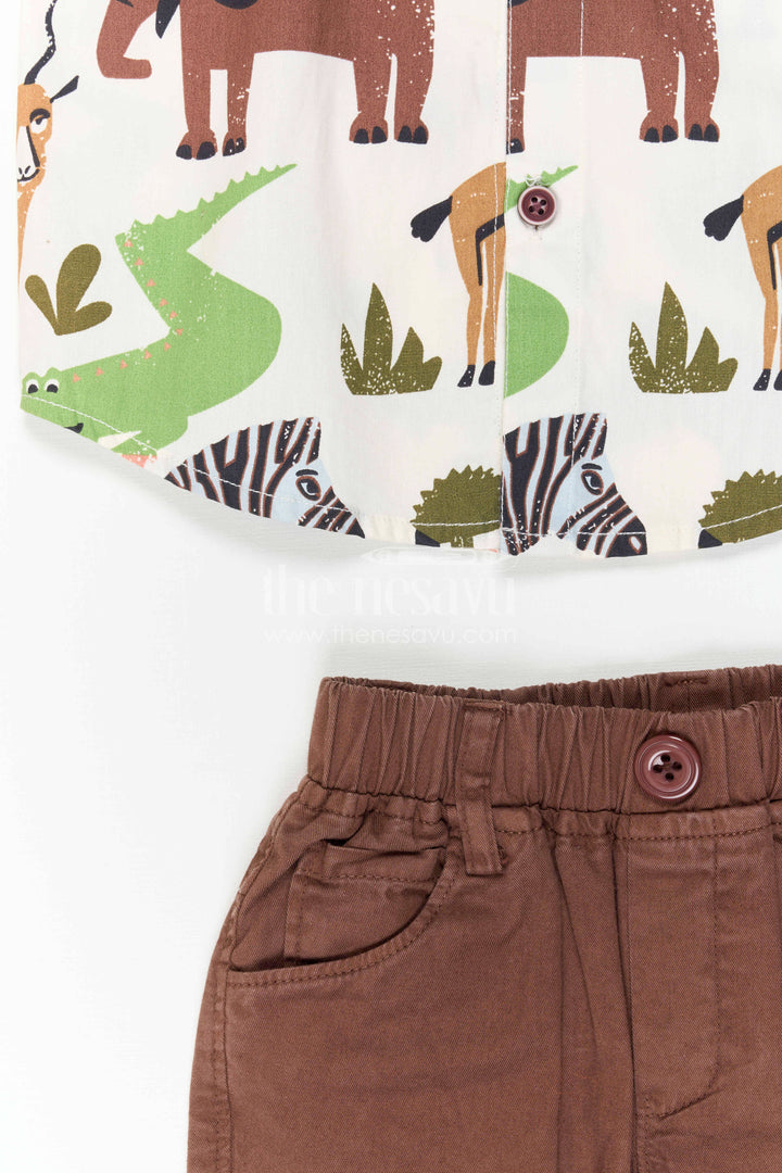 Boys Animal Print Cotton Set for Zoo Trips and Playful Days