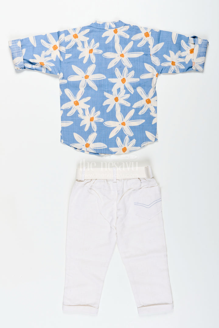 Boys floral printed shirt and pants cotton set for vacations and outings