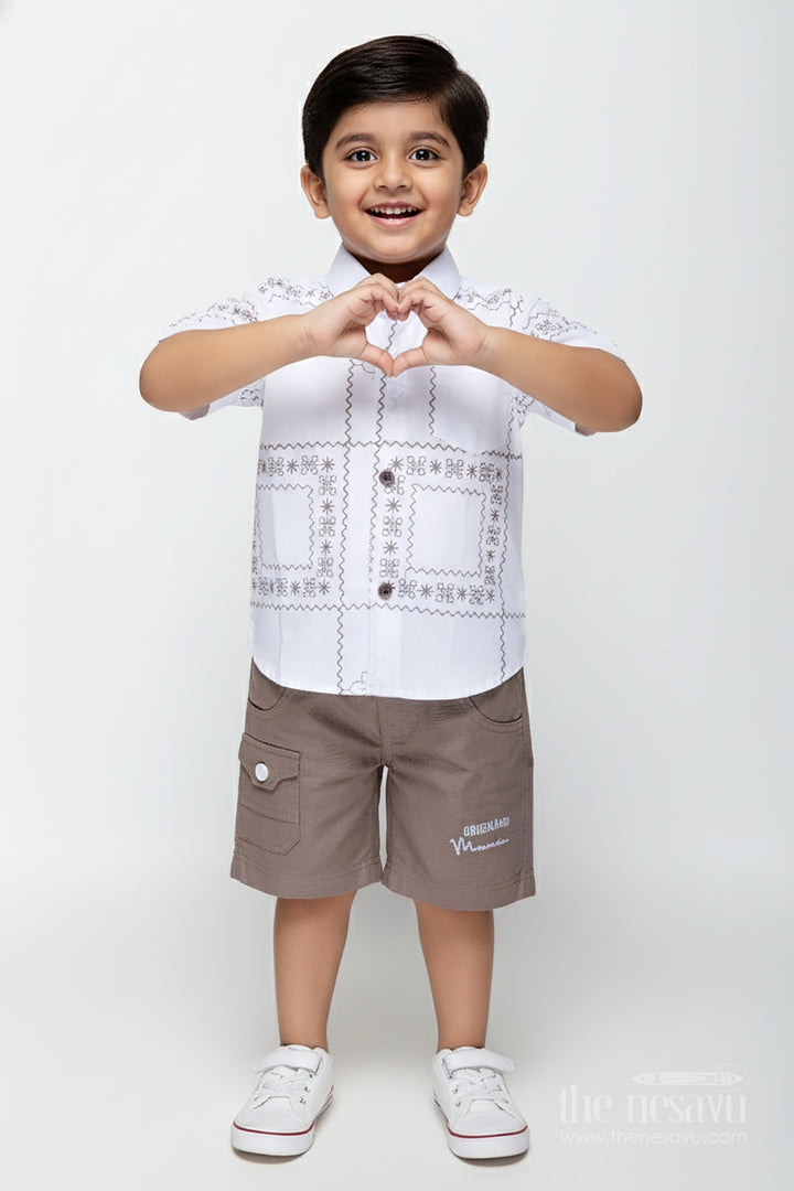 Baby Boy Birthday Outfit with Bowtie White Cotton Shirt and Shorts Set