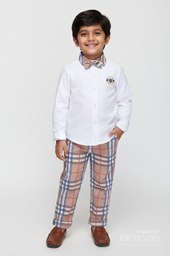 Toddler Boys Cotton Shirt and Checked Pants Set