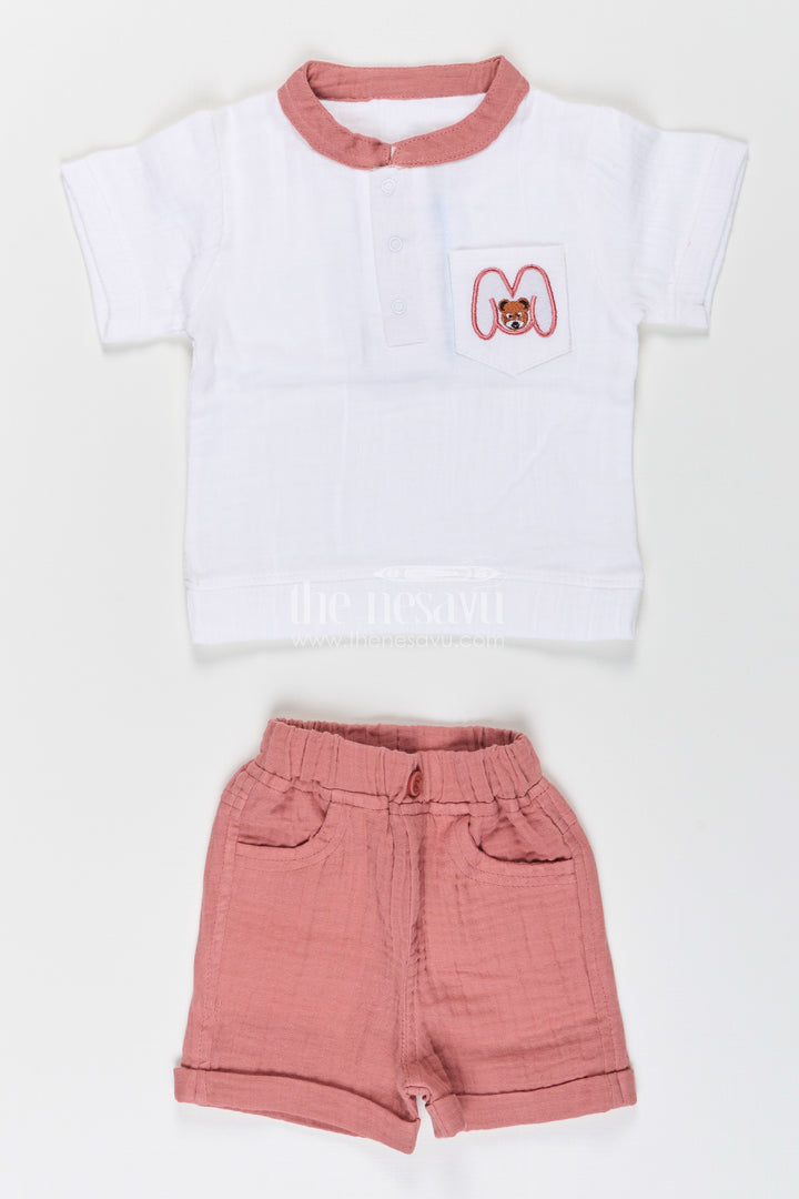 Toddler boys muslin cotton polo shirt and shorts set