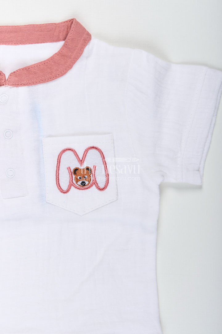 Toddler boys muslin cotton polo shirt and shorts set