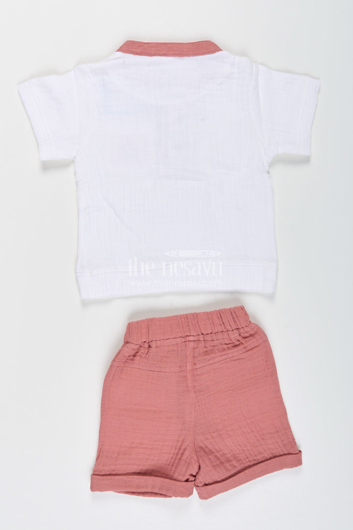 Toddler boys muslin cotton polo shirt and shorts set