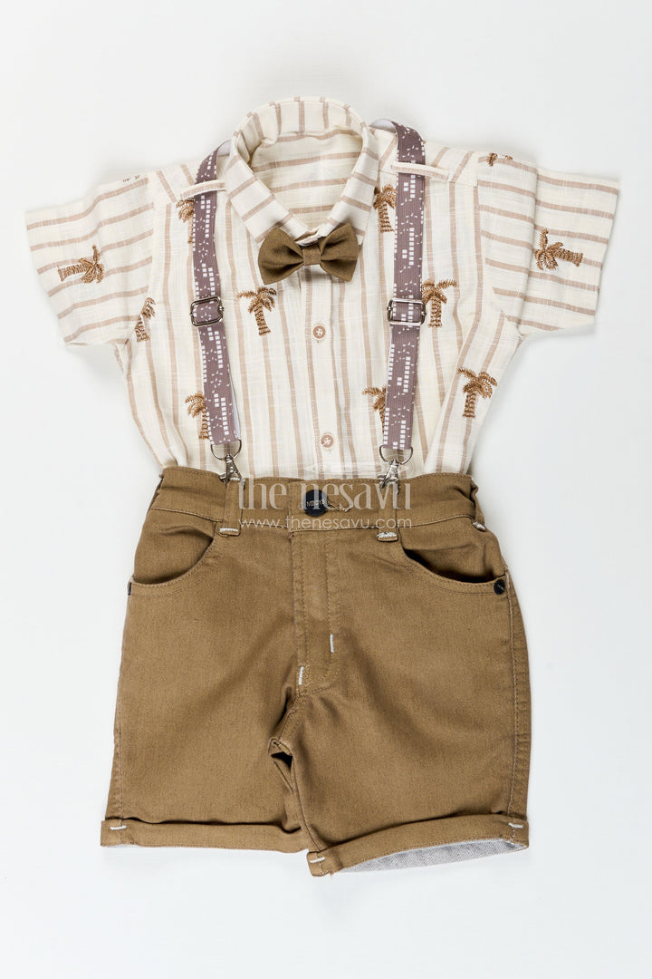 Boys suspender set with embroidered shirt for birthday party