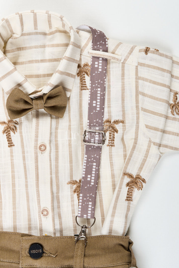 Boys suspender set with embroidered shirt for birthday party