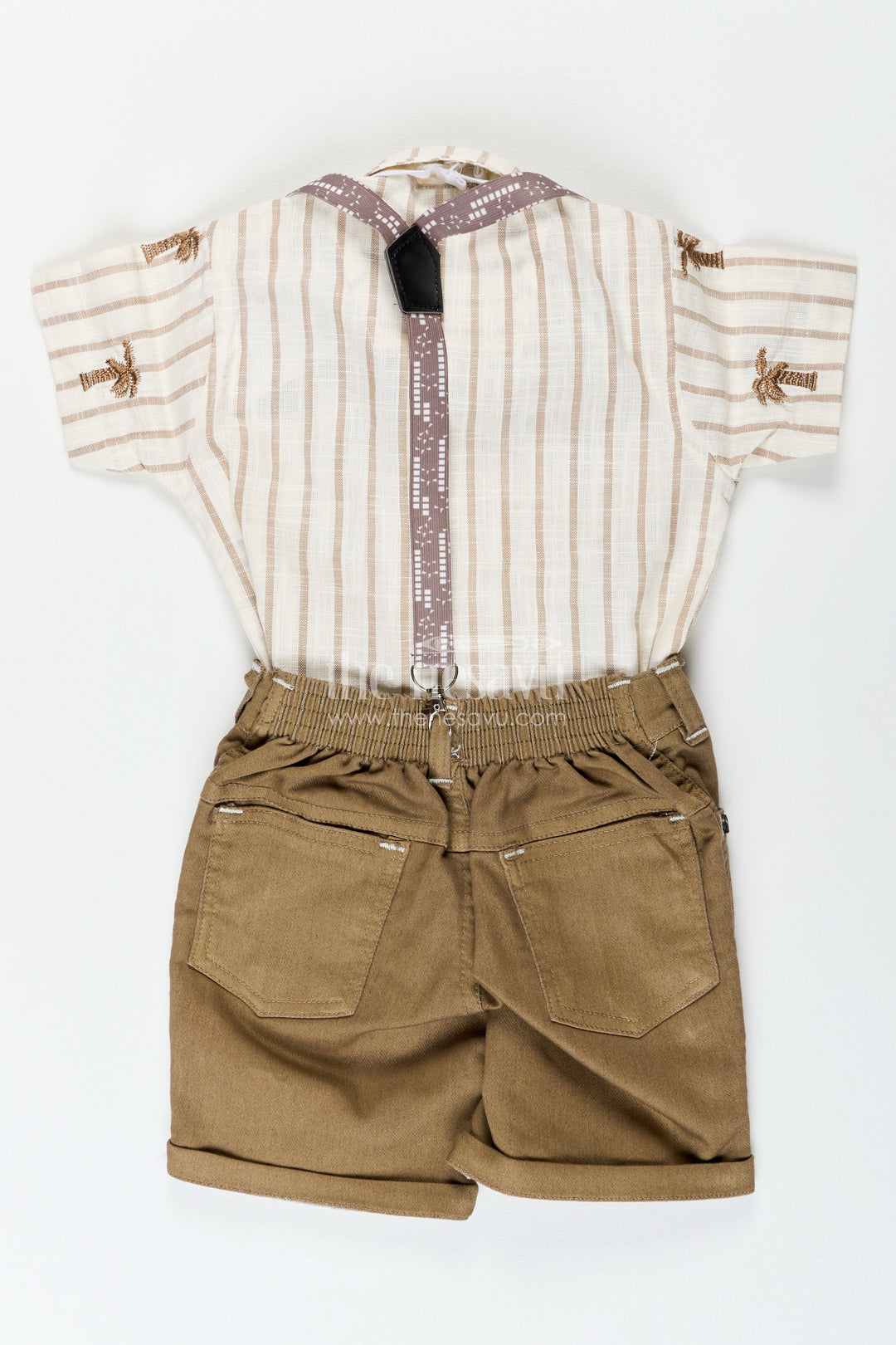 Boys suspender set with embroidered shirt for birthday party
