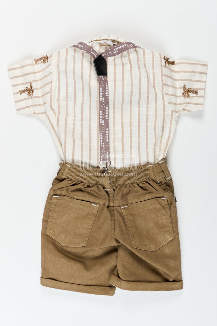 Boys suspender set with embroidered shirt for birthday party