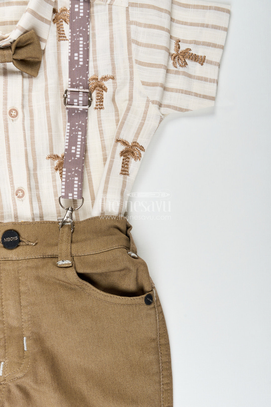 Boys suspender set with embroidered shirt for birthday party