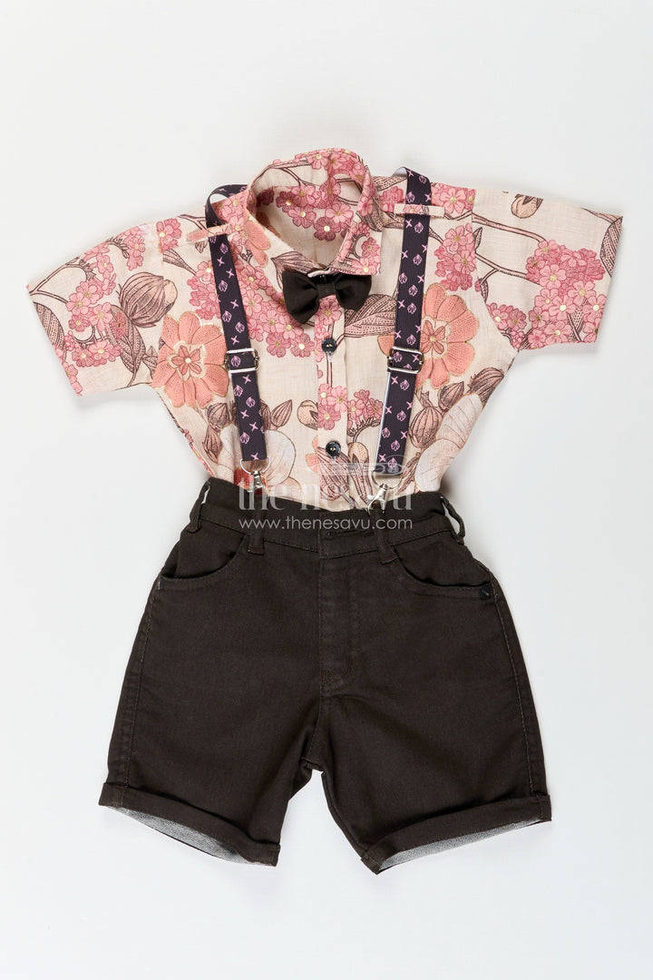 Boys floral suspender outfit for casual parties and outings