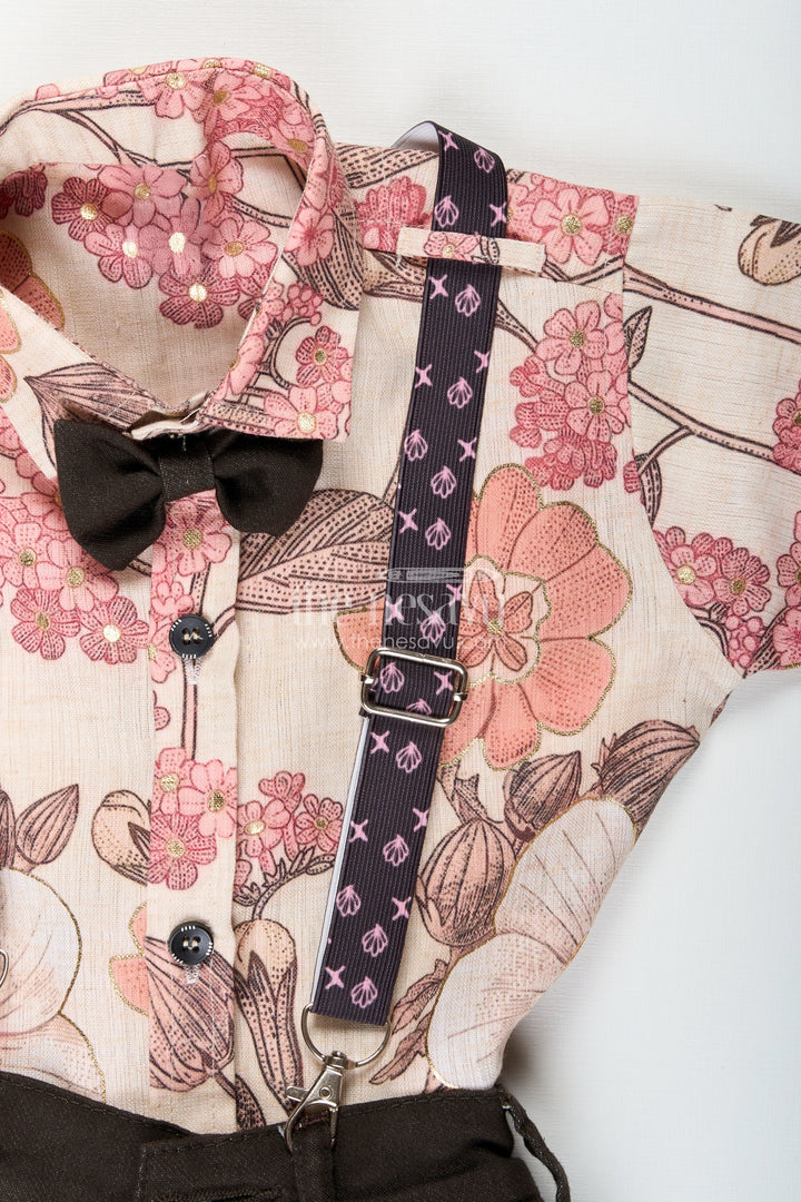Boys floral suspender outfit for casual parties and outings