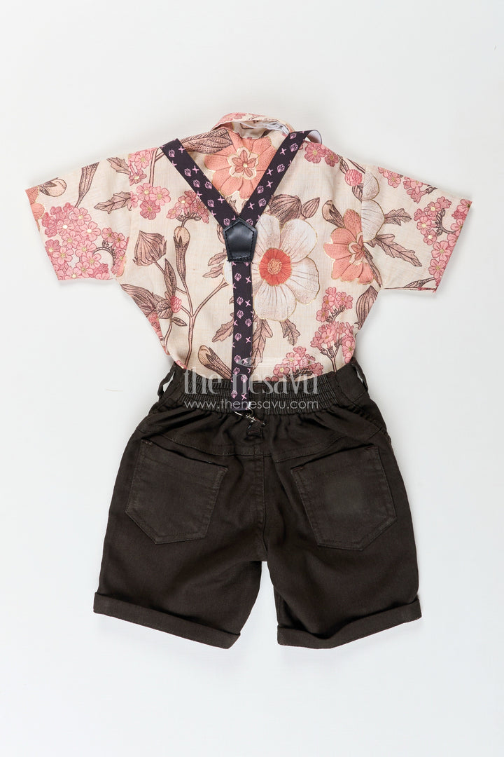 Boys floral suspender outfit for casual parties and outings