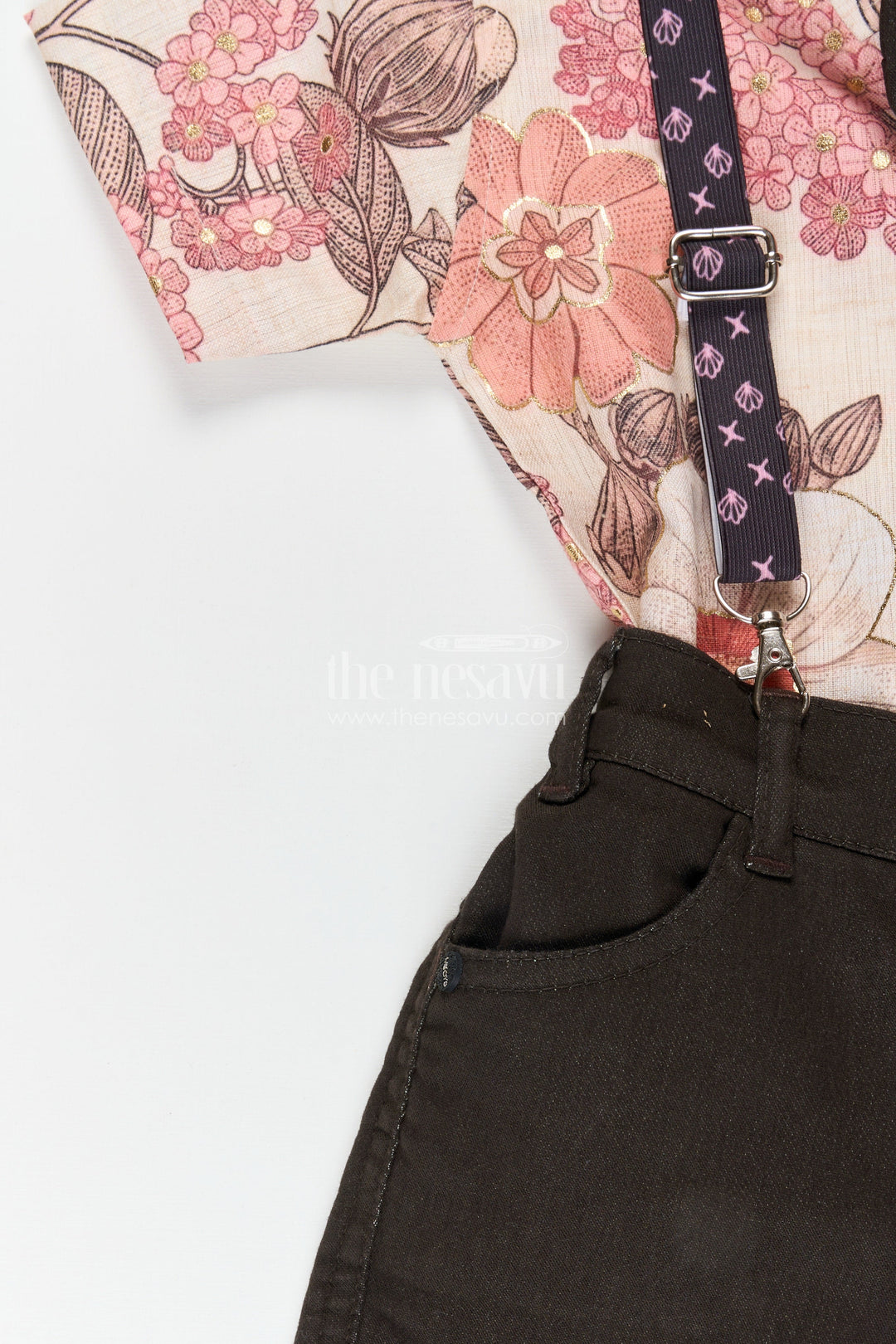 Boys floral suspender outfit for casual parties and outings