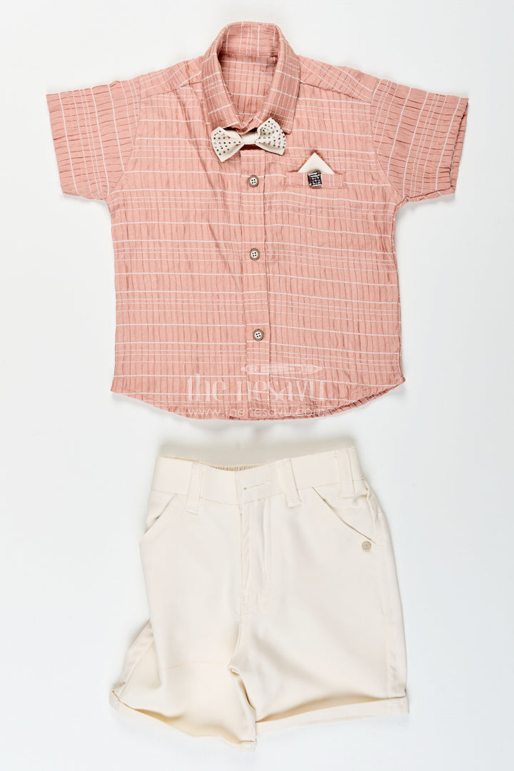 Boys formal casual outfit with bow tie for birthday brunch