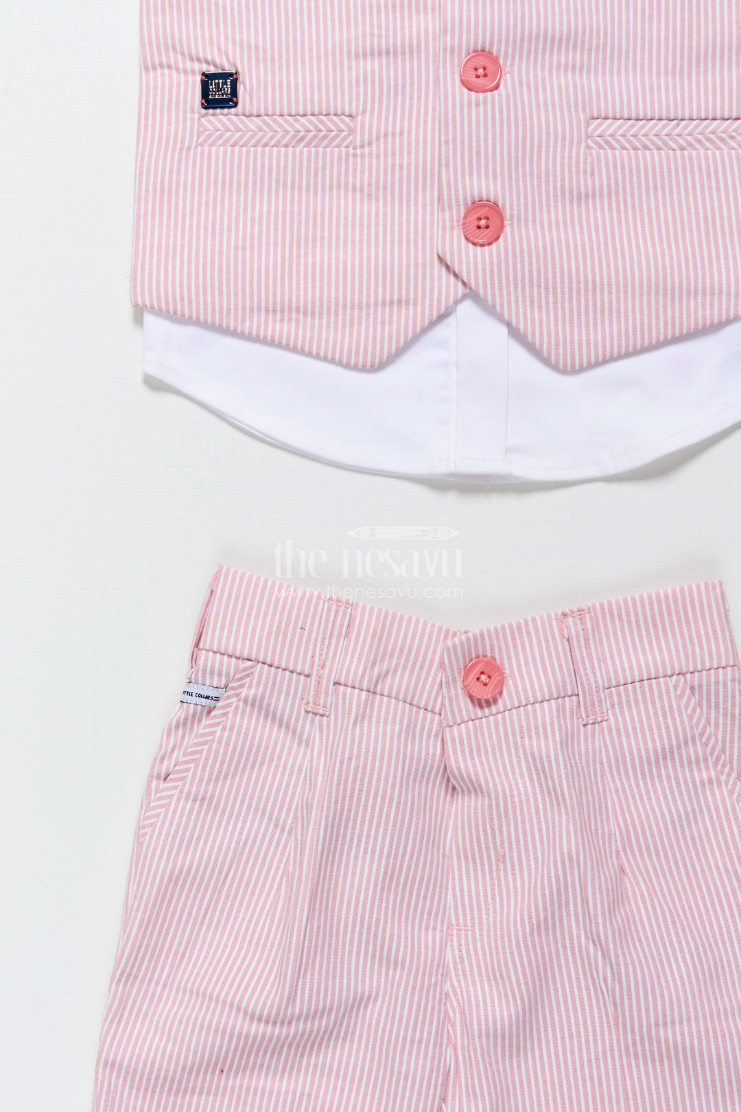Toddler Boys Cotton Jacket Set with Pink Striped Design