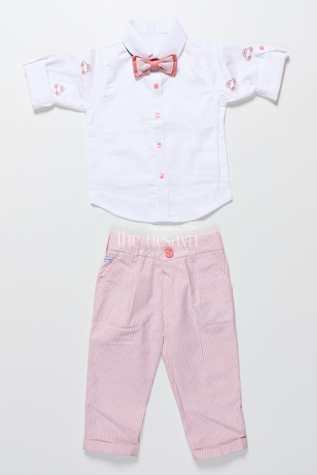 Toddler Boys Cotton Jacket Set with Pink Striped Design