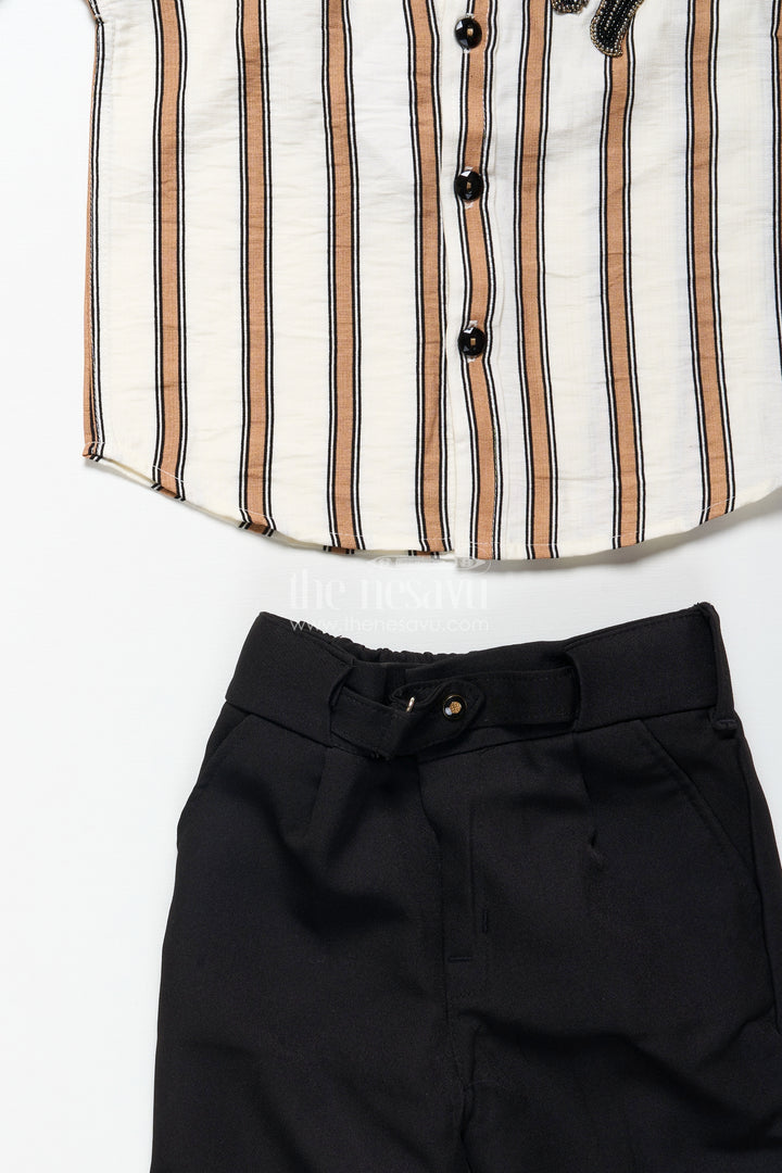 Toddler Boys Striped Shirt and Pant Set for Casual Gatherings