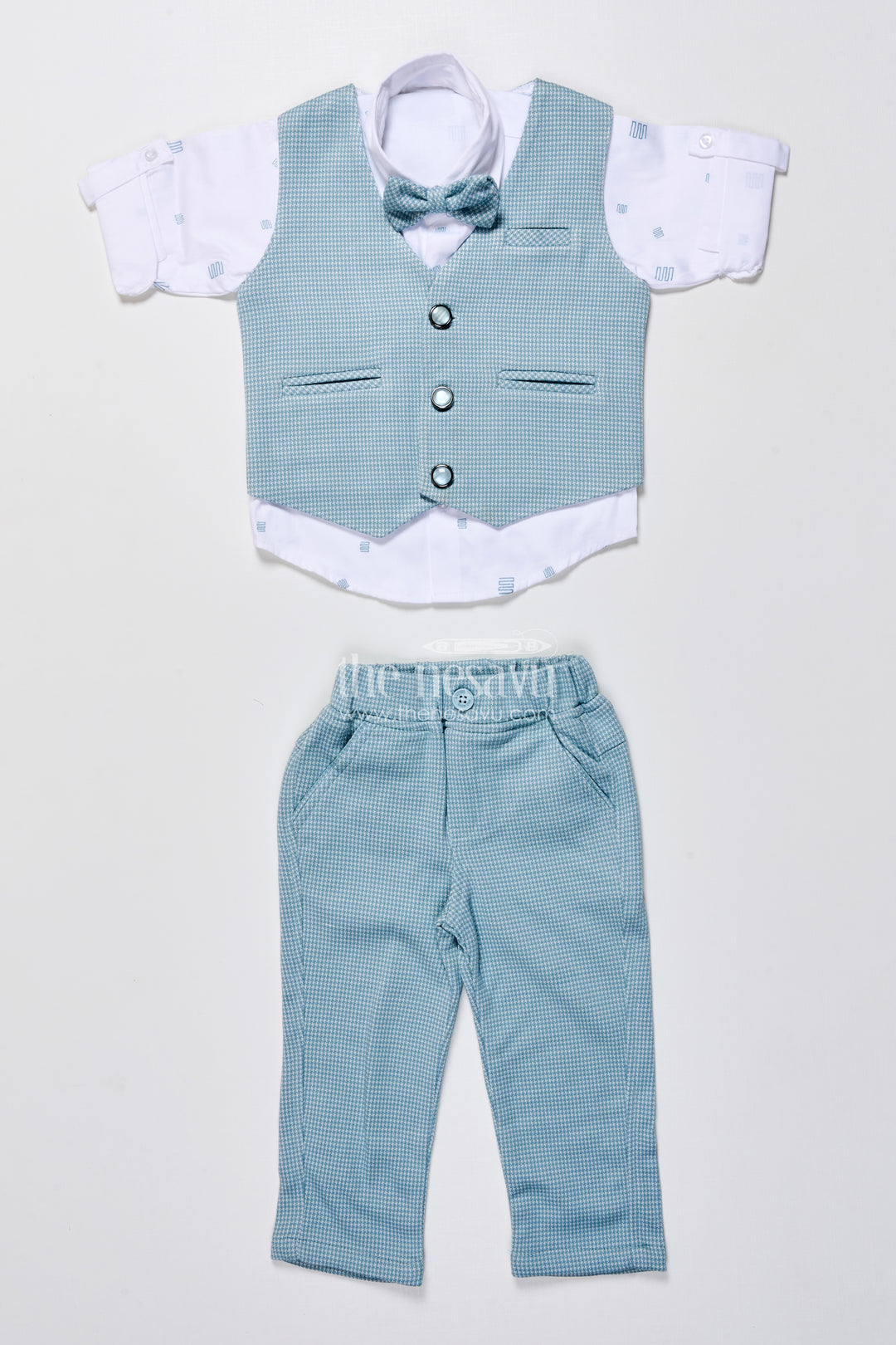 Boys Cotton Party Outfit with Printed Shirt and Matching Jacket Set
