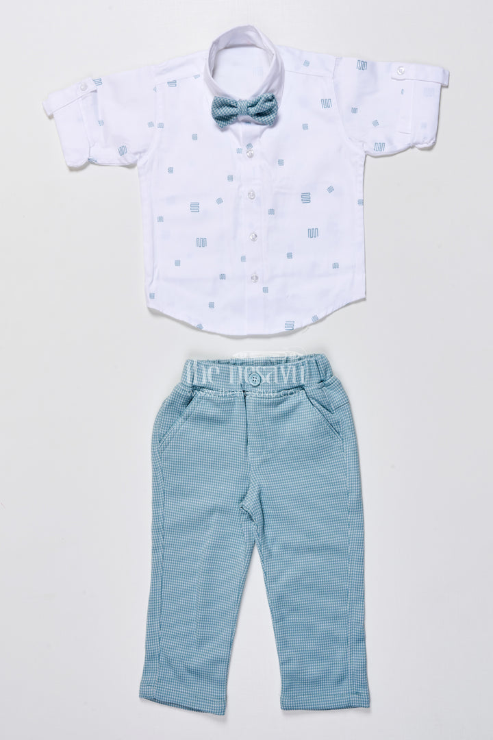 Boys Cotton Party Outfit with Printed Shirt and Matching Jacket Set