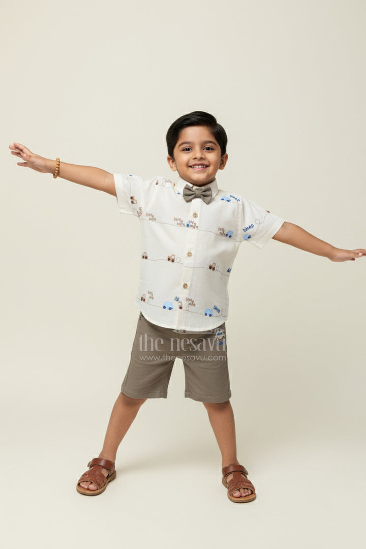 Boys Car-Themed Shirt and Shorts Set for Birthdays and Outings
