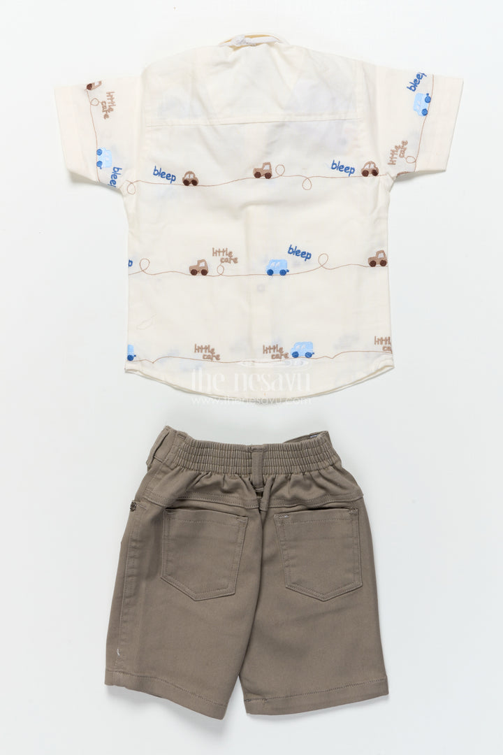 Boys Car-Themed Shirt and Shorts Set for Birthdays and Outings