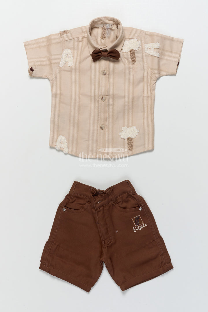 Boys Casual Set with Textured Embroidery for Family Gatherings and Day Outs