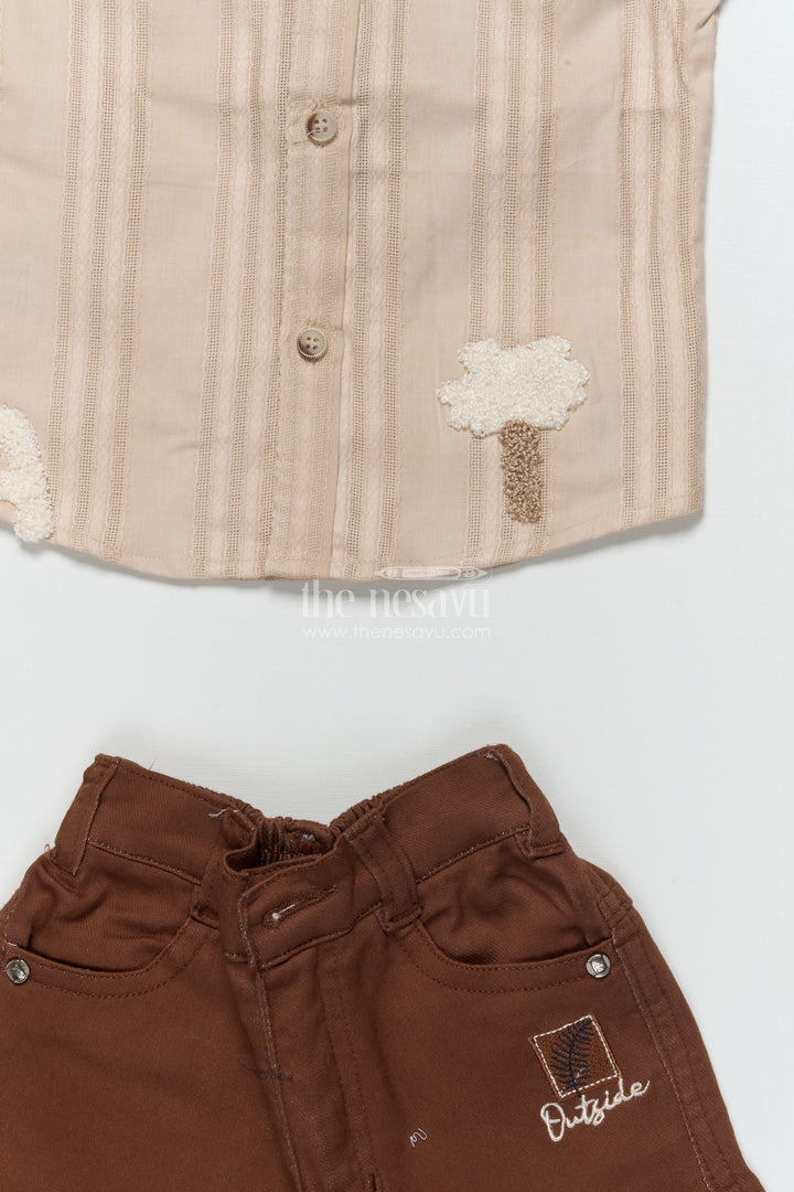 Boys Casual Set with Textured Embroidery for Family Gatherings and Day Outs
