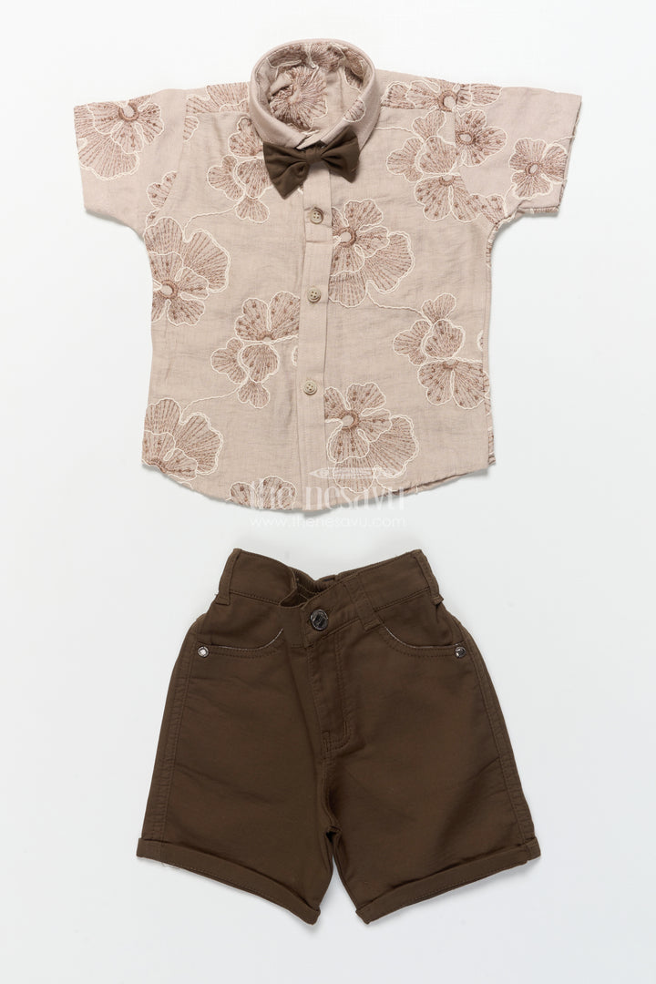 Boys Floral Embroidered Shirt and Shorts Set for Celebrations and Events