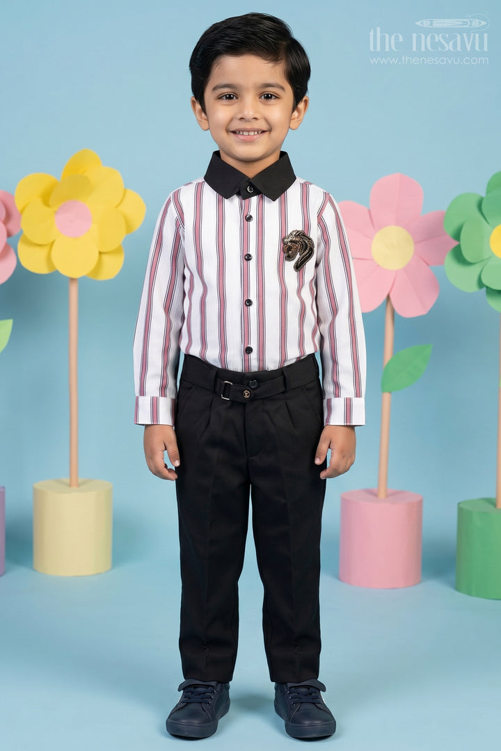 Boys Striped Shirt and Pants Set for Casual Outings and Smart Wear