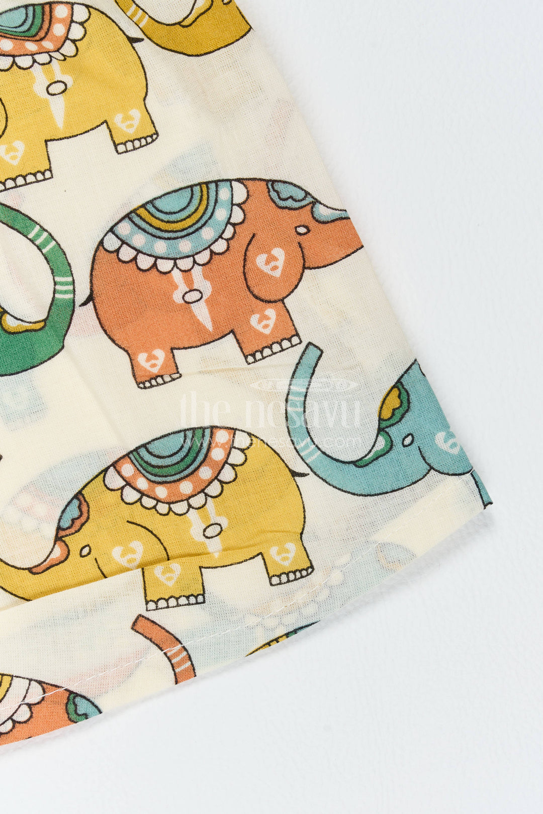 Boys Cotton Shirt and Shorts Set with Elephant Detailing in Cream