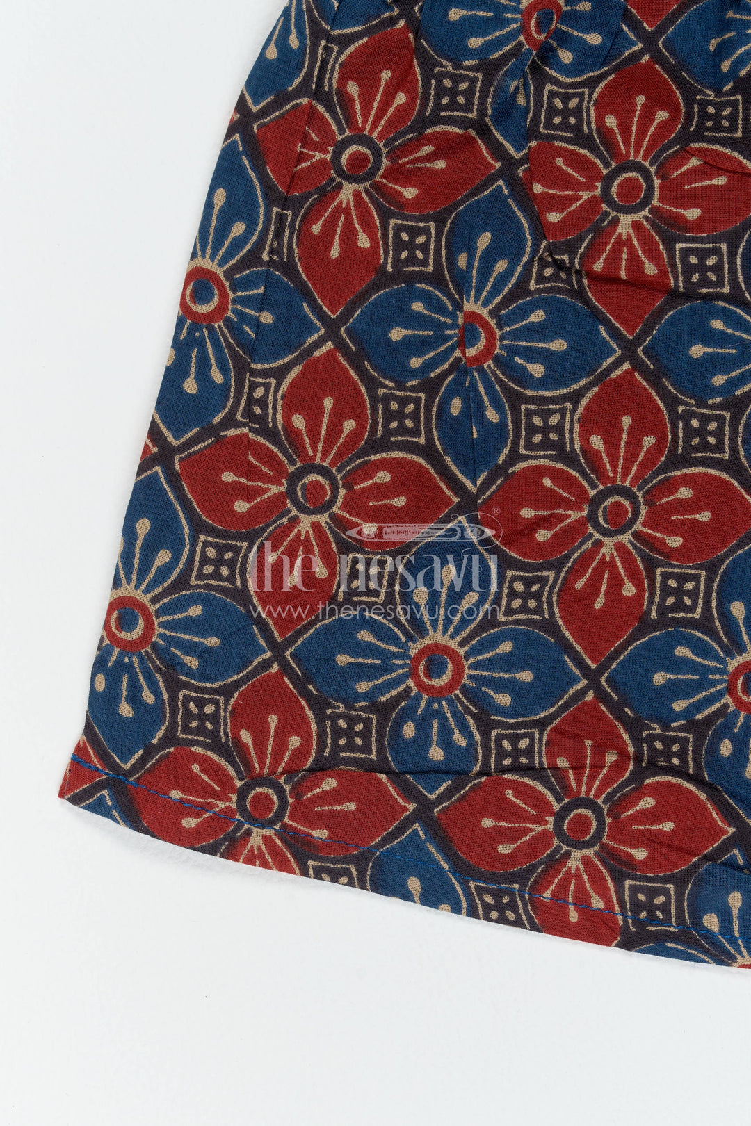 Boys Cotton Shirt and Shorts Set with Floral Detailing in Red