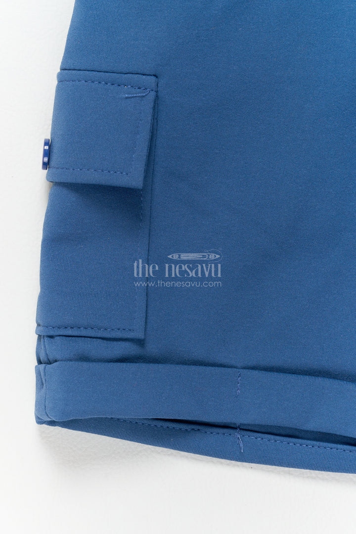 Boys Cotton Shirt and Shorts Set with Elephant Detailing in Blue