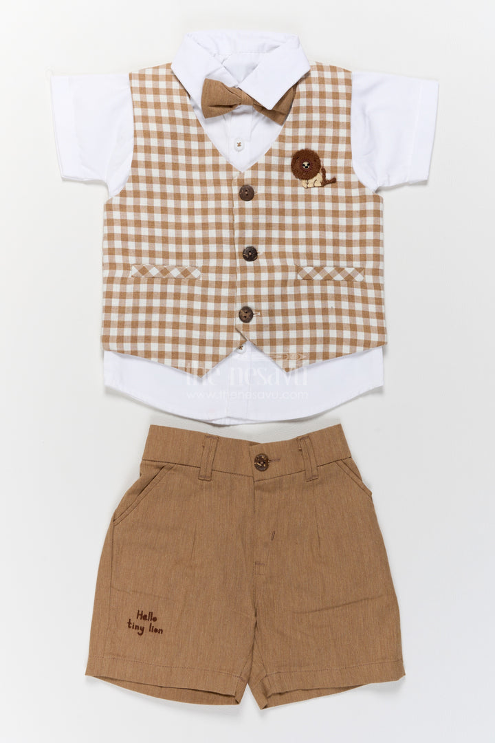 Boys Waistcoat Set for Celebrations with Brown Gingham Tailoring